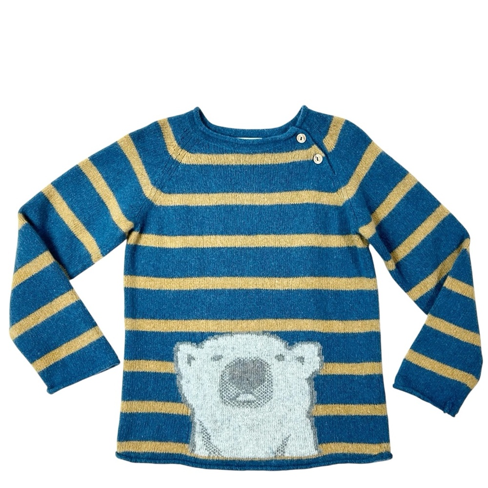 Nanos Wool & Angora Striped Polar Bear Sweater size Girls 10